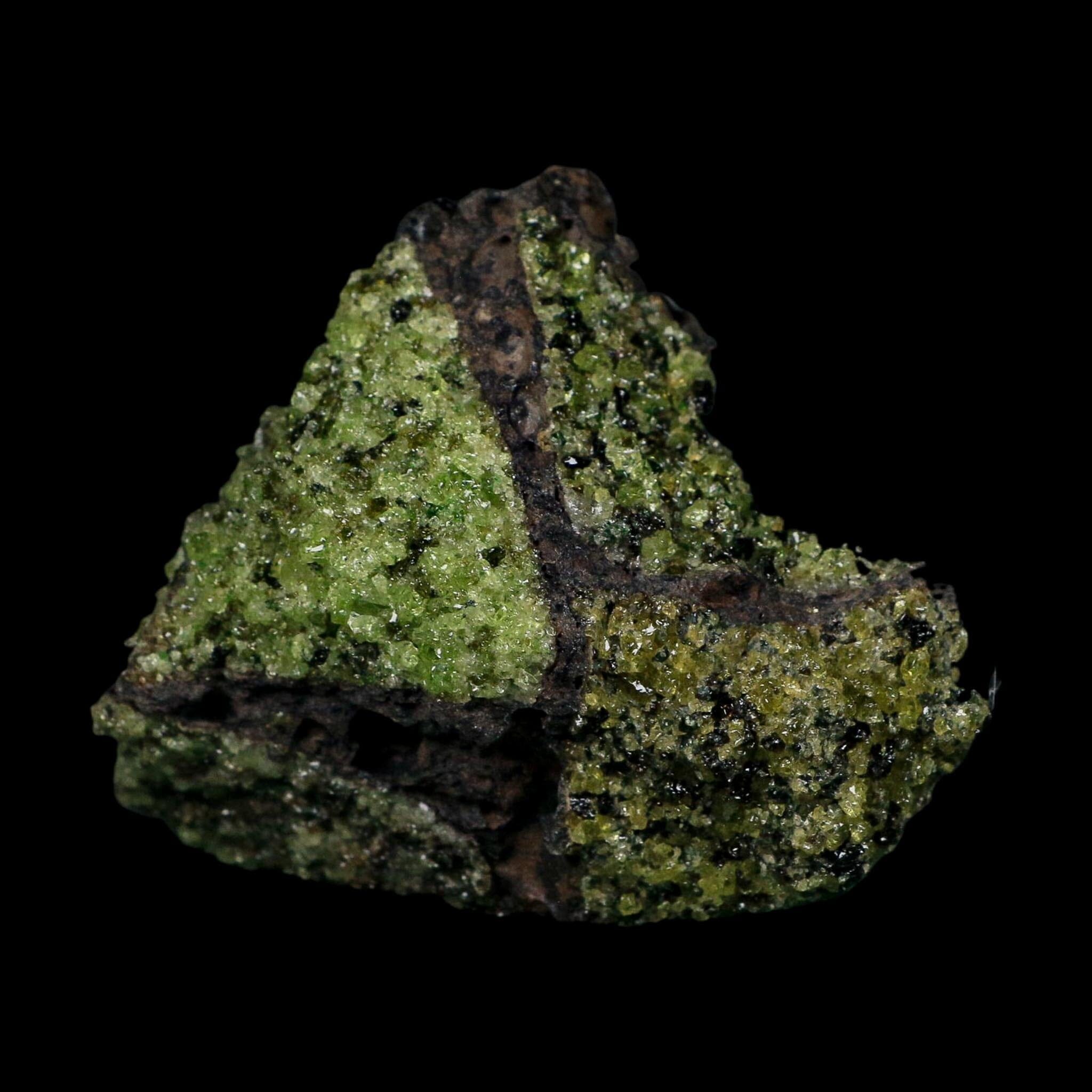 3.6" Natural Emerald Peridot And Chromium Crystals Minerals On Volcanic Rock Gila, AZ