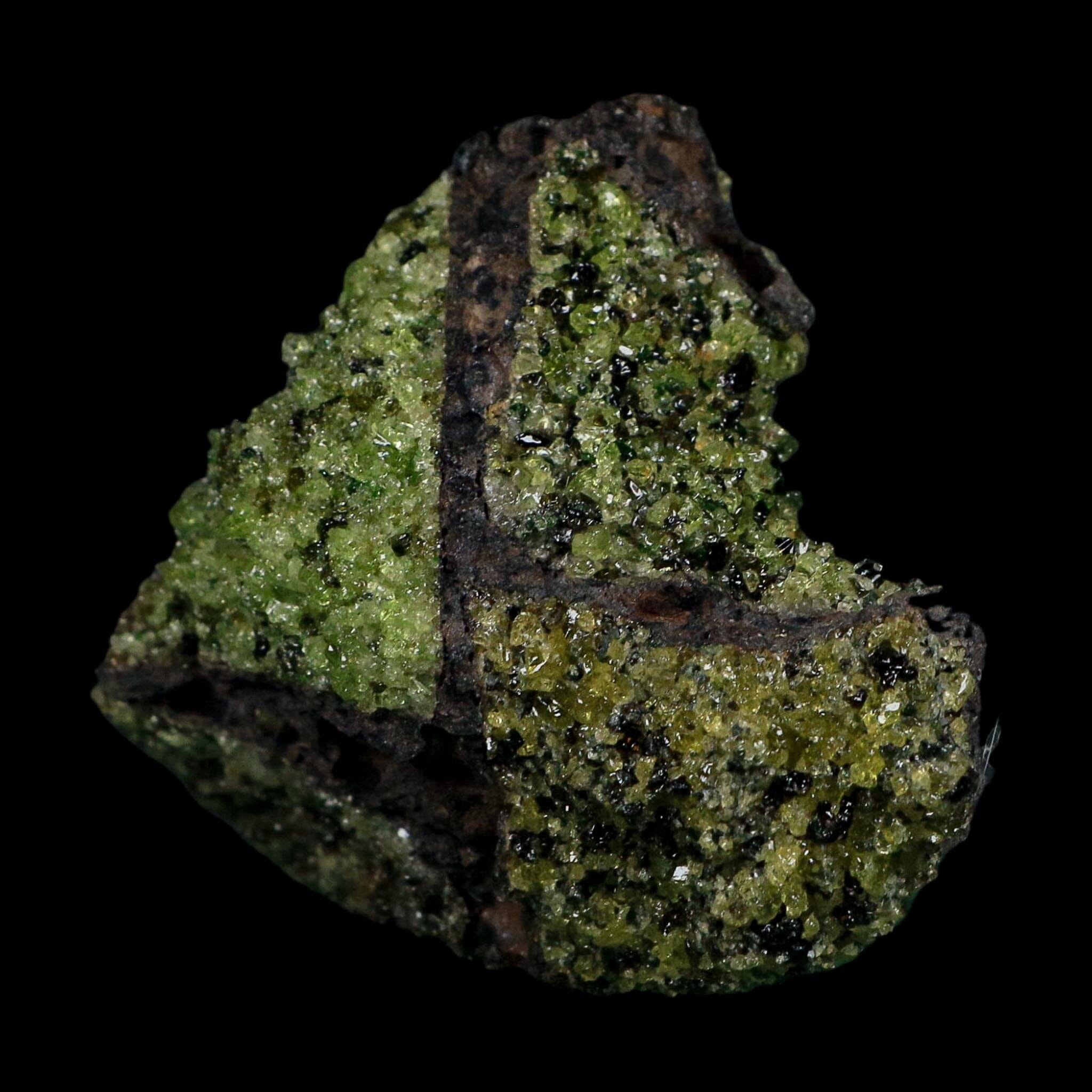 3.6" Natural Emerald Peridot And Chromium Crystals Minerals On Volcanic Rock Gila, AZ