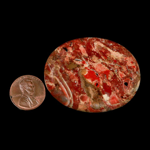 2" Polished Natural Brecciated Jasper Stone Worry Palm Stone Minas Gerais Brazil - Fossil Age Minerals