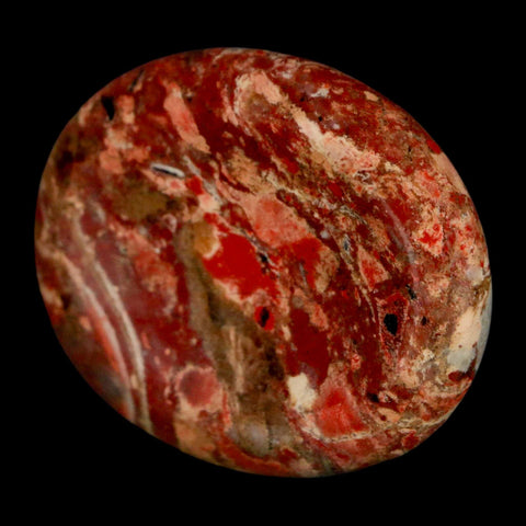 2" Polished Natural Brecciated Jasper Stone Worry Palm Stone Minas Gerais Brazil - Fossil Age Minerals
