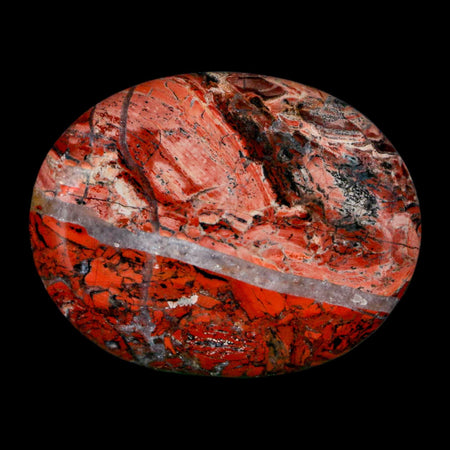 2" Polished Natural Brecciated Jasper Stone Worry Palm Stone Minas Gerais Brazil