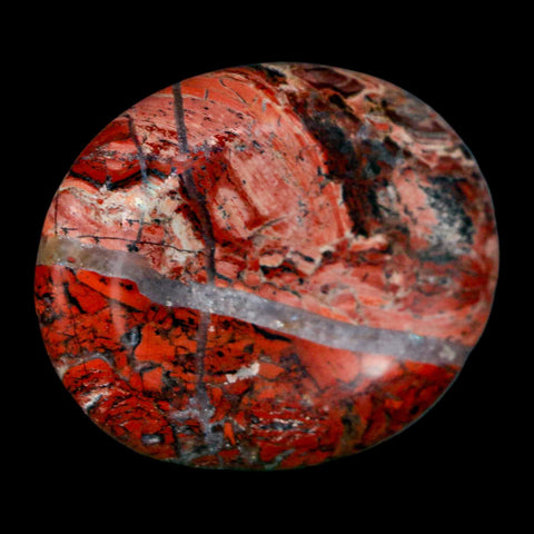 2" Polished Natural Brecciated Jasper Stone Worry Palm Stone Minas Gerais Brazil - Fossil Age Minerals
