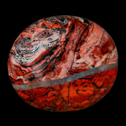 2" Polished Natural Brecciated Jasper Stone Worry Palm Stone Minas Gerais Brazil - Fossil Age Minerals