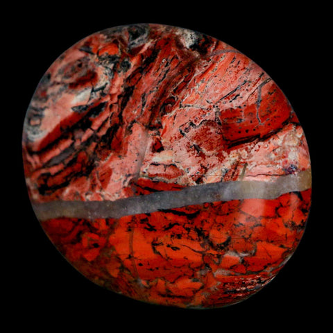 2" Polished Natural Brecciated Jasper Stone Worry Palm Stone Minas Gerais Brazil - Fossil Age Minerals