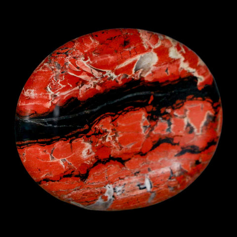 2" Polished Natural Brecciated Jasper Stone Worry Palm Stone Minas Gerais Brazil - Fossil Age Minerals