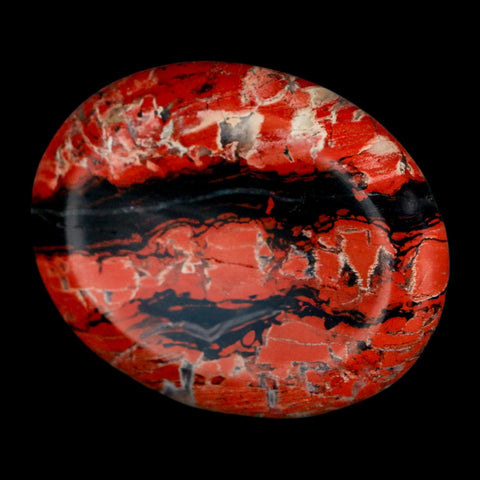 2" Polished Natural Brecciated Jasper Stone Worry Palm Stone Minas Gerais Brazil - Fossil Age Minerals