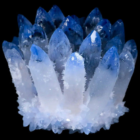 3.3" Ice Blue Phantom Ghost Quartz Crystal, Chrorite Cluster Mineral Specimen - Fossil Age Minerals