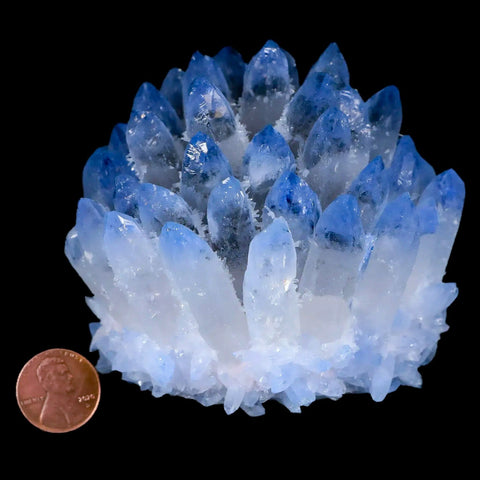 3.4" Ice Blue Phantom Ghost Quartz Crystal, Chrorite Cluster Mineral Specimen - Fossil Age Minerals