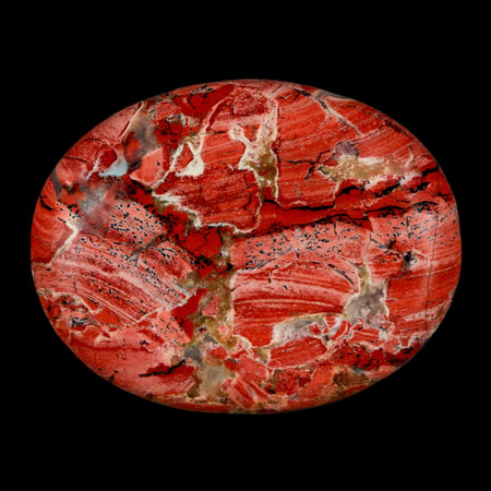 2" Polished Natural Brecciated Jasper Stone Worry Palm Stone Minas Gerais Brazil