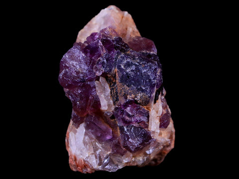 2.6" Purple Fluorite on White Barite Blades Crystal Minerals Taouirirt Morocco - Fossil Age Minerals