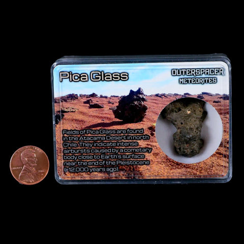 1.2" Pica Glass Cometary Airburst Melt-Glass Atacama Desert Chile Meteorite Display - Fossil Age Minerals