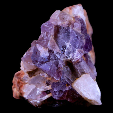 2.3" Purple Fluorite on White Barite Blades Crystal Minerals Taouirirt Morocco - Fossil Age Minerals