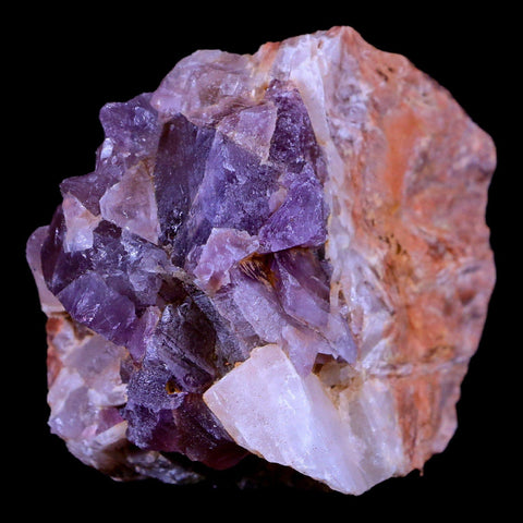 2.3" Purple Fluorite on White Barite Blades Crystal Minerals Taouirirt Morocco - Fossil Age Minerals