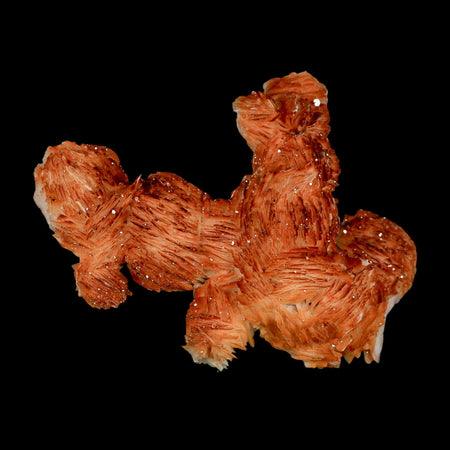 4" Sparkly Orange Vanadinite Crystals Orange Barite Blades Mineral Mabladen Morocco