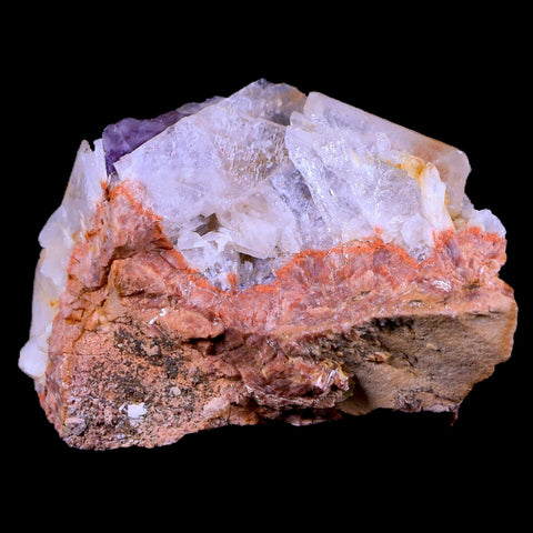 2.6" Purple Fluorite on White Barite Blades Crystal Minerals Taouirirt Morocco - Fossil Age Minerals