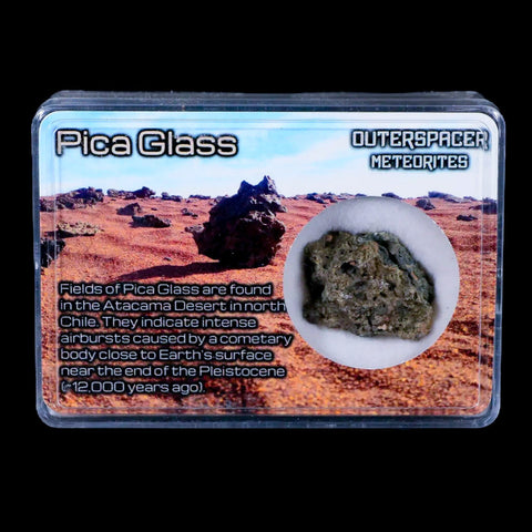 1.1" Pica Glass Cometary Airburst Melt-Glass Atacama Desert Chile Meteorite Display - Fossil Age Minerals