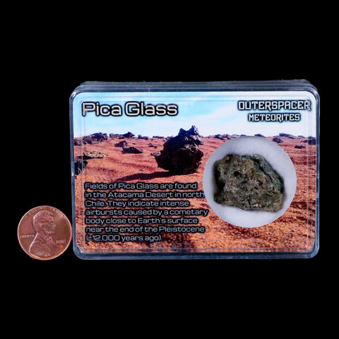 1.1" Pica Glass Cometary Airburst Melt-Glass Atacama Desert Chile Meteorite Display - Fossil Age Minerals