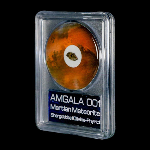 Mars Rock Martian Meteorite Amgala 001 Shergottite Olivine-Phyric COA And Display