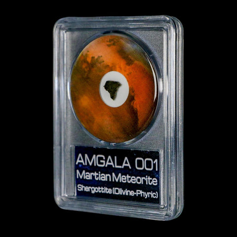 Mars Rock Martian Meteorite Amgala 001 Shergottite Olivine-Phyric COA And Display