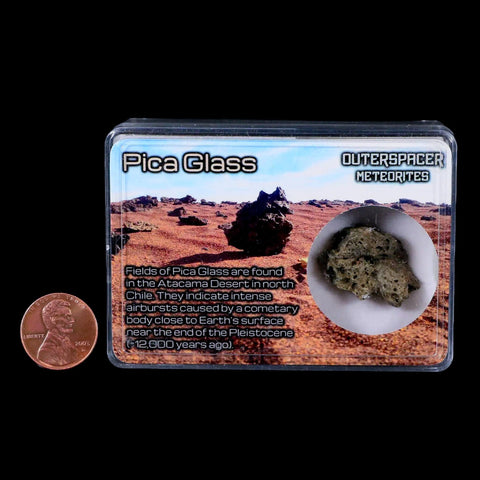 1" Pica Glass Cometary Airburst Melt-Glass Atacama Desert Chile Meteorite Display - Fossil Age Minerals