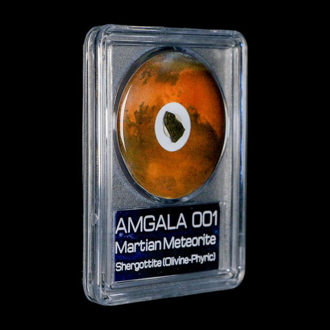 Mars Rock Martian Meteorite Amgala 001 Shergottite Olivine-Phyric COA And Display