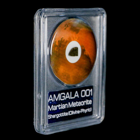Mars Rock Martian Meteorite Amgala 001 Shergottite Olivine-Phyric COA And Display - Fossil Age Minerals
