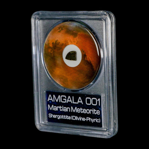 Mars Rock Martian Meteorite Amgala 001 Shergottite Olivine-Phyric COA And Display - Fossil Age Minerals