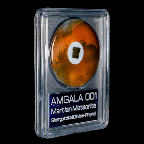 Mars Rock Martian Meteorite Amgala 001 Shergottite Olivine-Phyric COA And Display