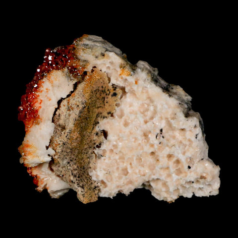 3.2" Sparkly Orange Vanadinite Crystals Orange Barite Blades Mineral Mabladen Morocco - Fossil Age Minerals