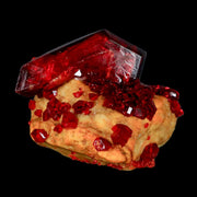 2.3" Stunning Red Pruskite Yellow Base Crystal Mineral Specimen From Poland