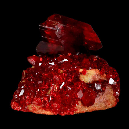 2.3" Stunning Red Pruskite Yellow Base Crystal Mineral Specimen From Poland