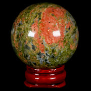 40MM Unakite Sphere Ball Green Epidote Pink Orthoclase Polished  Mineral  Stand