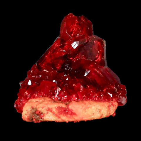 2" Stunning Red Pruskite Yellow Base Crystal Mineral Specimen From Poland - Fossil Age Minerals