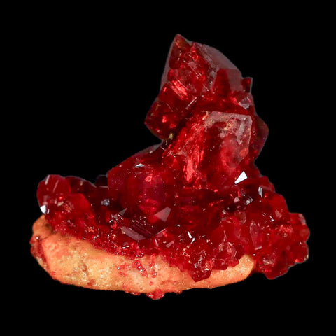 2" Stunning Red Pruskite Yellow Base Crystal Mineral Specimen From Poland - Fossil Age Minerals