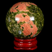 40MM Unakite Sphere Ball Green Epidote Pink Orthoclase Polished  Mineral  Stand