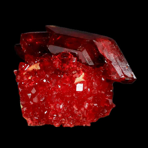 2.3" Stunning Red Pruskite Yellow Base Crystal Mineral Specimen From Poland - Fossil Age Minerals