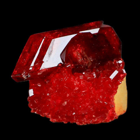 2.3" Stunning Red Pruskite Yellow Base Crystal Mineral Specimen From Poland - Fossil Age Minerals