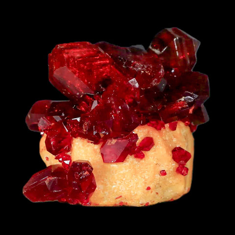 2.5" Stunning Red Pruskite Yellow Base Crystal Mineral Specimen From Poland - Fossil Age Minerals
