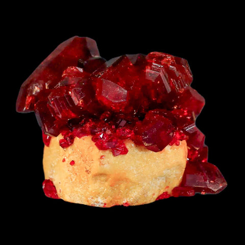 2.5" Stunning Red Pruskite Yellow Base Crystal Mineral Specimen From Poland - Fossil Age Minerals