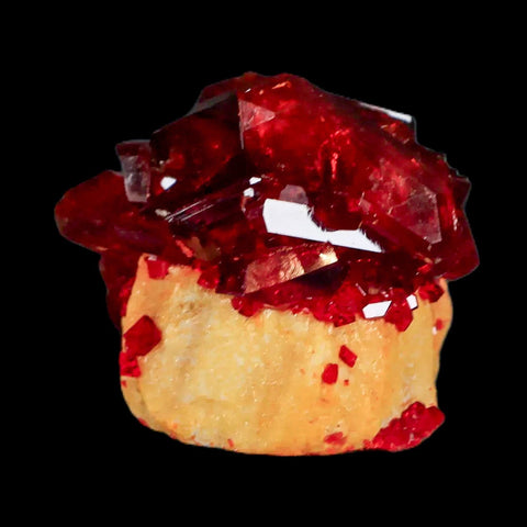 2.5" Stunning Red Pruskite Yellow Base Crystal Mineral Specimen From Poland - Fossil Age Minerals