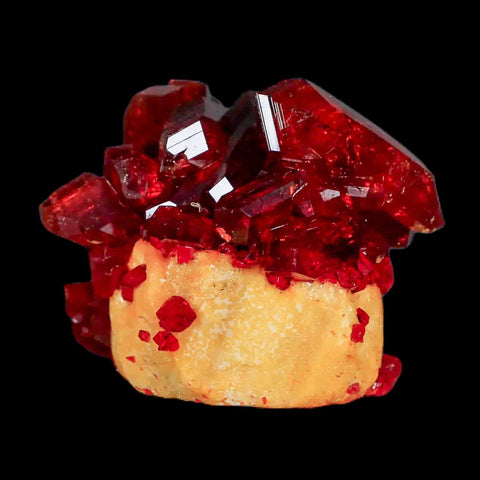 2.5" Stunning Red Pruskite Yellow Base Crystal Mineral Specimen From Poland - Fossil Age Minerals