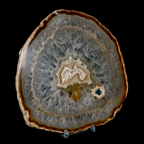 6.3" Polished Cut Agate Geode Crystal Quarts Chalcedony Mineral Specimen Stand - Fossil Age Minerals