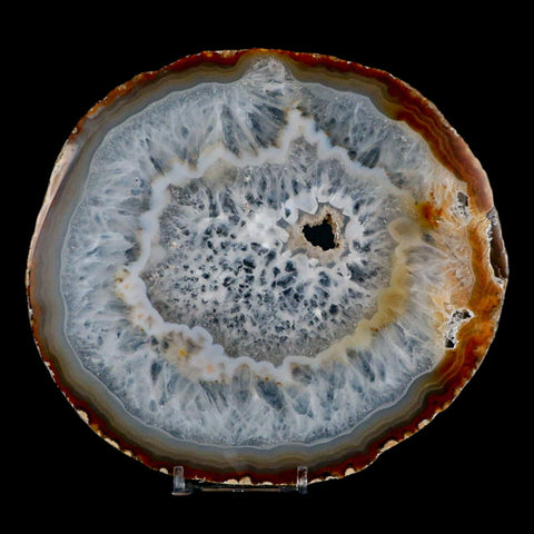 6.1" Polished Cut Agate Geode Crystal Quarts Chalcedony Mineral Specimen Stand - Fossil Age Minerals