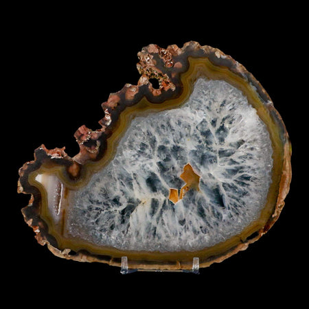 5.9" Polished Cut Agate Geode Crystal Quarts Chalcedony Mineral Specimen Stand