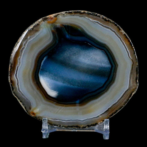 3.3" Polished Cut Agate Geode Crystal Quarts Chalcedony Mineral Specimen Stand - Fossil Age Minerals