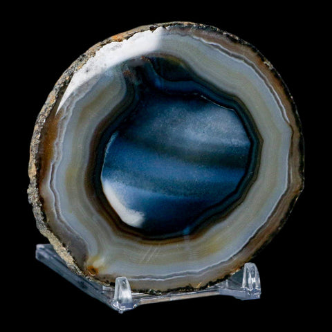 3.3" Polished Cut Agate Geode Crystal Quarts Chalcedony Mineral Specimen Stand - Fossil Age Minerals