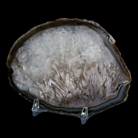 4" Polished Cut Agate Geode Crystal Quarts Chalcedony Mineral Specimen Stand - Fossil Age Minerals