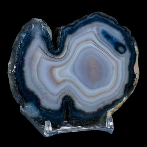 3.4" Polished Cut Agate Geode Crystal Quarts Chalcedony Mineral Specimen Stand - Fossil Age Minerals