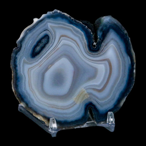 3.4" Polished Cut Agate Geode Crystal Quarts Chalcedony Mineral Specimen Stand - Fossil Age Minerals
