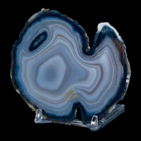 3.4" Polished Cut Agate Geode Crystal Quarts Chalcedony Mineral Specimen Stand - Fossil Age Minerals